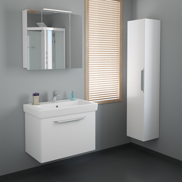 Тумба 800 1ящ + Раковина Q80 Белый мат Lande DIBORG