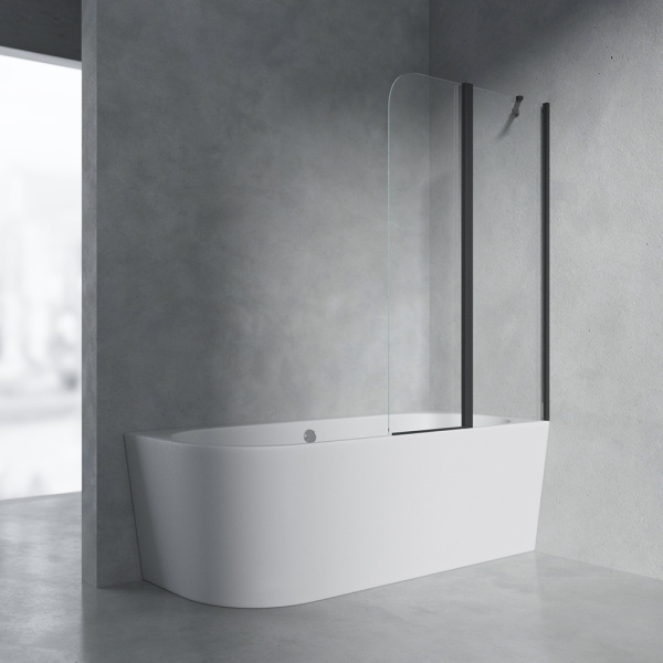 Шторка на ванну AVS Асти Дуо 100 правая профиль черный матовый, стекло прозрачное